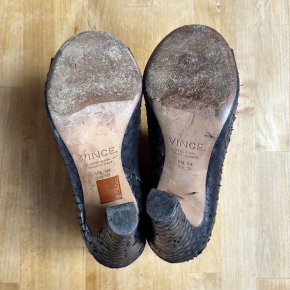 Vince Womens Leather Textured Boho Snake Zip Block Booties Black 8M EUR 39 - Picture 7 of 11